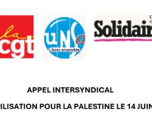 Palestine : rassemblement intersyndical samedi 14 juin à 11h aux Réformés